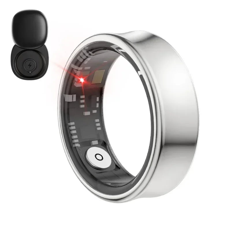 New Smart Ring SR05 with Charging Case for Men Women Heart Rate and Blood Oxygen Monitor IP68 & 5ATM Waterproof Sport