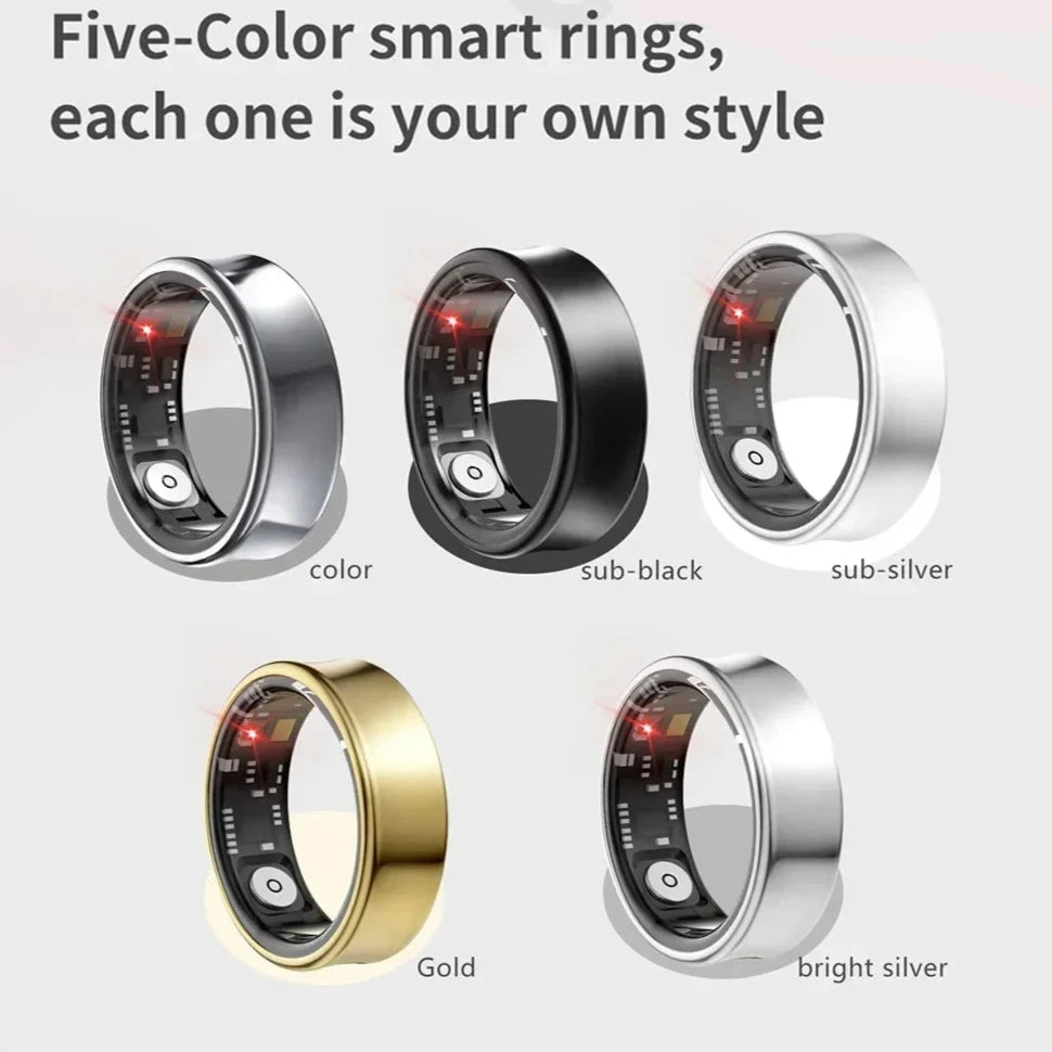 New Smart Ring SR05 with Charging Case for Men Women Heart Rate and Blood Oxygen Monitor IP68 & 5ATM Waterproof Sport