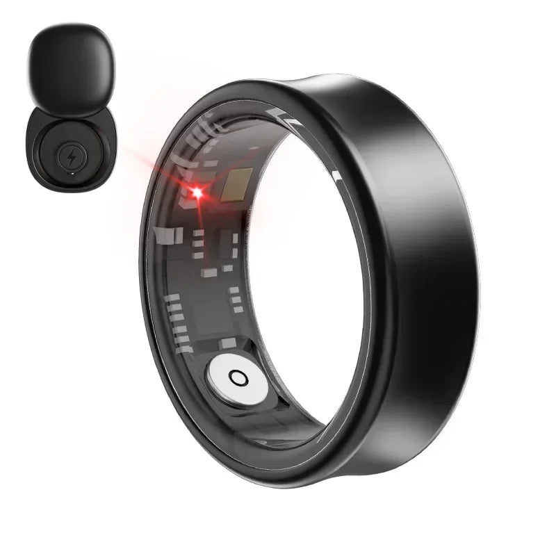 New Smart Ring SR05 with Charging Case for Men Women Heart Rate and Blood Oxygen Monitor IP68 & 5ATM Waterproof Sport