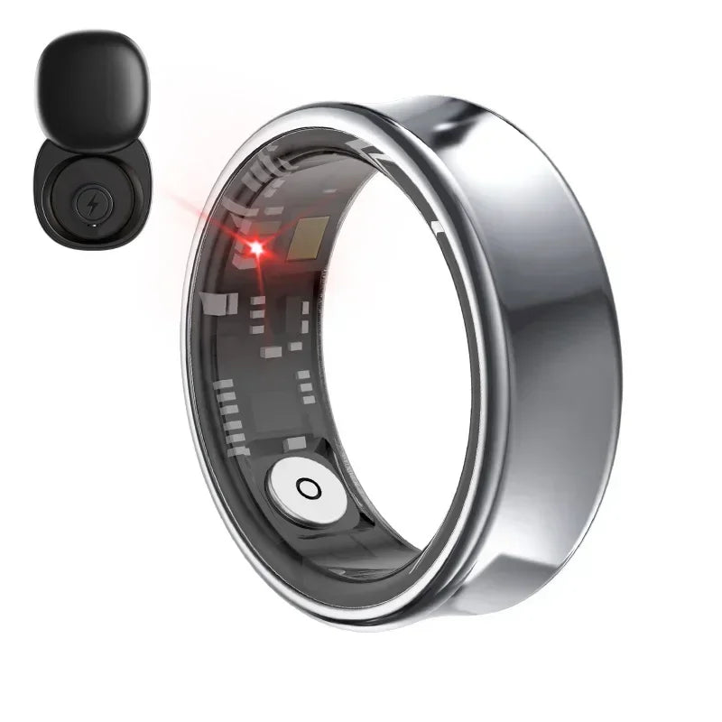 New Smart Ring SR05 with Charging Case for Men Women Heart Rate and Blood Oxygen Monitor IP68 & 5ATM Waterproof Sport