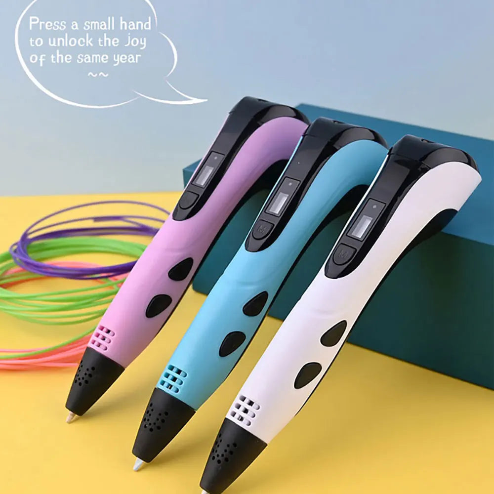 2024 New 3D Printing Pen 3D Pen for Children with Power Adapter 200M PLA Filament Travel Case Birthday Christmas Gift for Kids