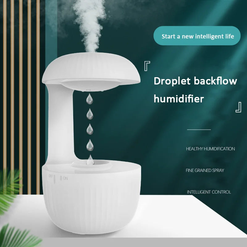 Water Droplet Air Humidifier 600Ml Anti-Gravity Essential Oil Diffuser with Night Light Weightless Sprayer Humidifier Diffuser