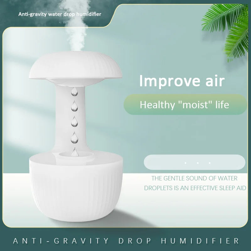 Water Droplet Air Humidifier 600Ml Anti-Gravity Essential Oil Diffuser with Night Light Weightless Sprayer Humidifier Diffuser