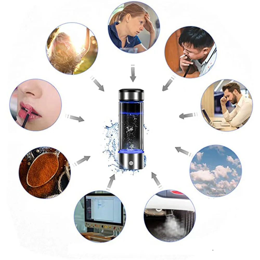 Hydrogen Generator Water Cup Filter Ionizer Maker 420ML Hydrogen-Rich Water Portable Super Antioxidants ORP Hydrogen Bottle